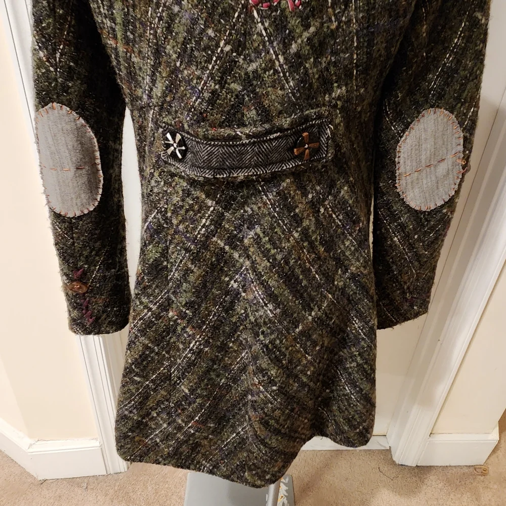 Desigual wool coat size 44 or Large gray/brown with subtle black metallic thread - Picture 12 of 14